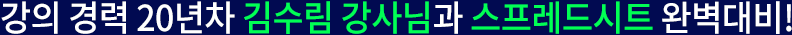 강의 경력 15년차 김수림 강사님과 스프레드시트 완벽대비!