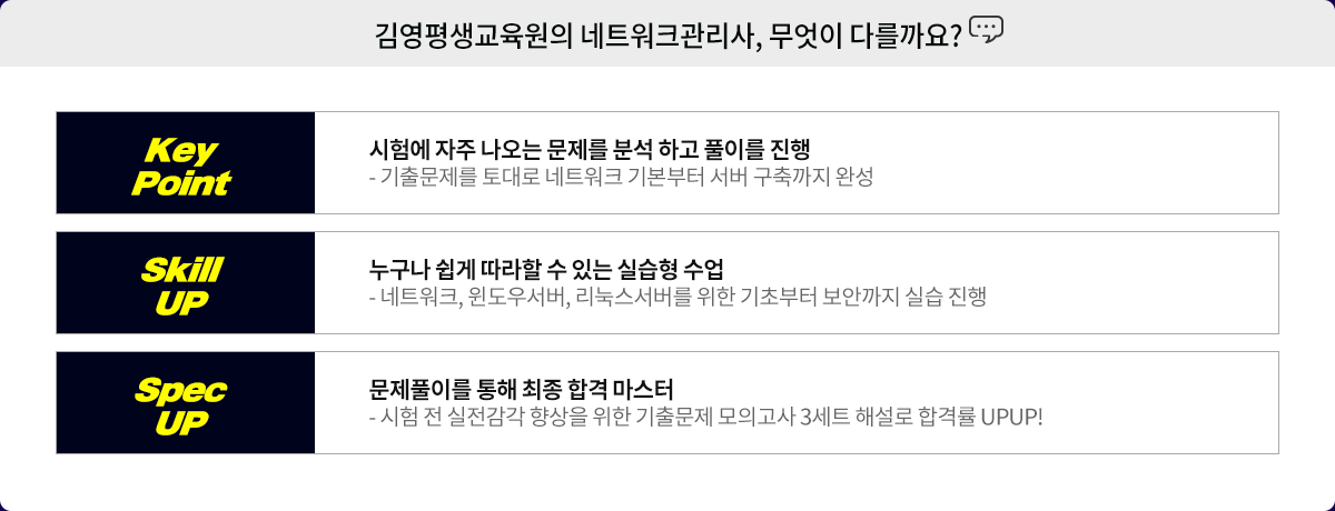 김영평생교육원의 네트워크관리사, 무엇이 다를까요?